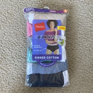 Hanes Women's Ribbed Cotton Brief Underwear 6-Pack - size 6/M